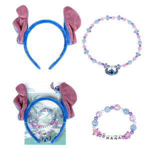 Set Accessori Stitch DISNEY Bracciale Collana Cerchietto con Orecchie - 2566