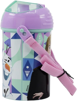 Borraccia Pop-Up Frozen DISNEY Bottiglia in Plastica Riutilizzabile con Tracolla 450 Ml - St74269