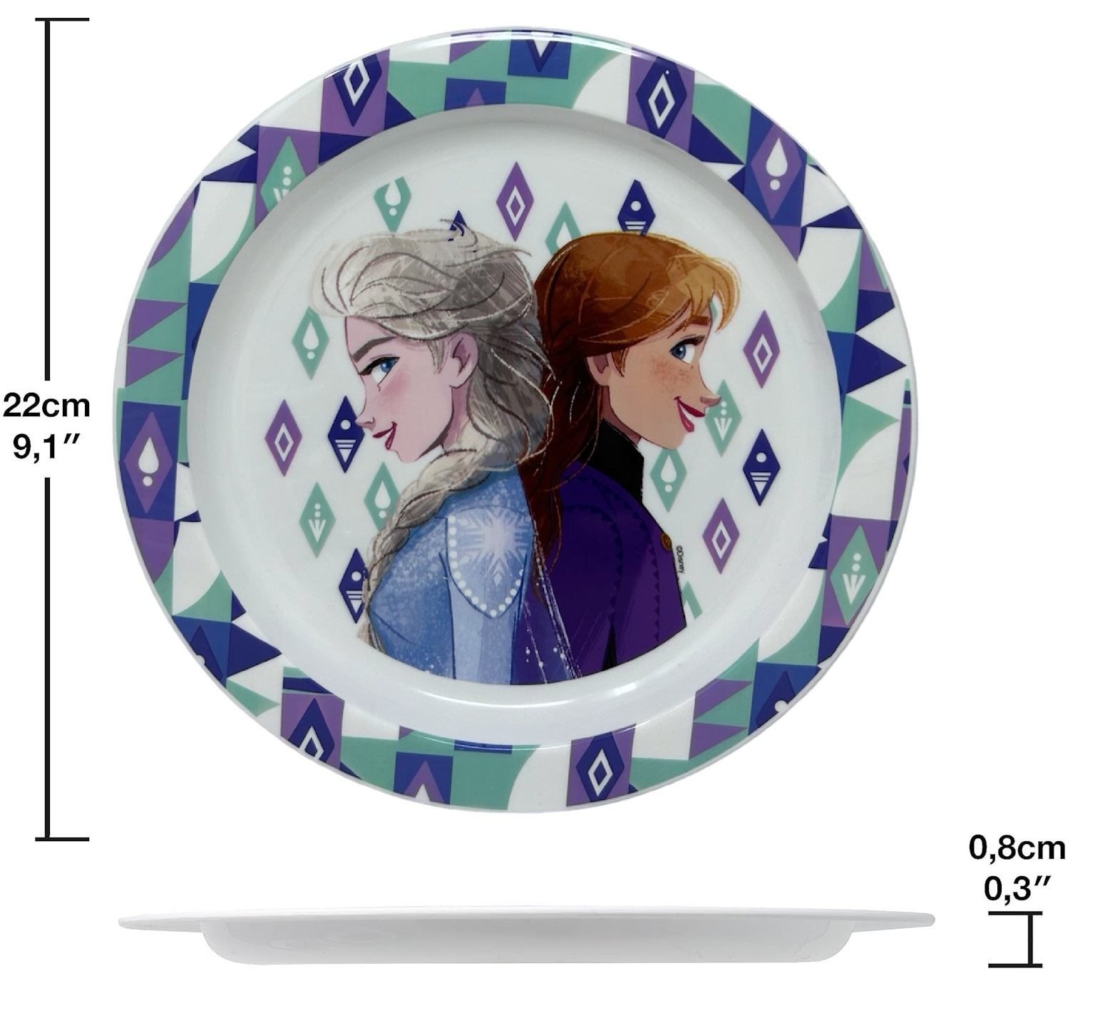 Piatto Piano Frozen DISNEY Stoviglia 22 CM in Plastica Riutilizzabile Adatto Al Microonde - St74247