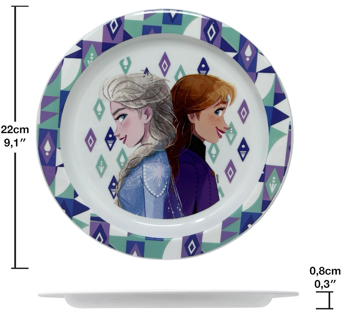 Piatto Piano Frozen DISNEY Stoviglia 22 CM in Plastica Riutilizzabile Adatto Al Microonde - St74247