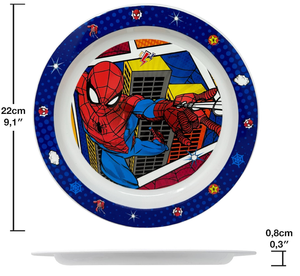 Piatto Piano Spiderman MARVEL Stoviglia 22 CM in Plastica Riutilizzabile Adatto Al Microonde - St74747