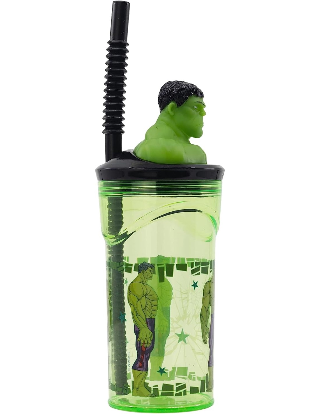 Bicchiere con Cannuccia Hulk MARVEL Personaggio 3d Bpa Free 360 Ml - St74867