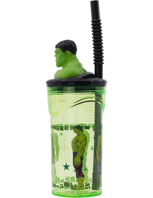 Bicchiere con Cannuccia Hulk MARVEL Personaggio 3d Bpa Free 360 Ml - St74867