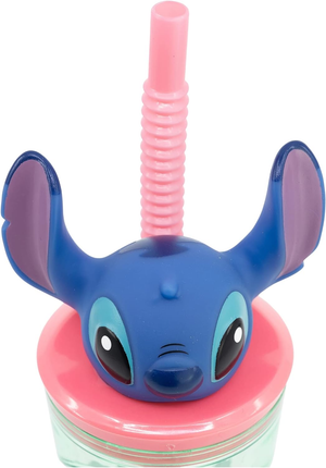 Bicchiere con Cannuccia Stitch DISNEY Personaggio 3d Bpa Free 360 Ml - St74869