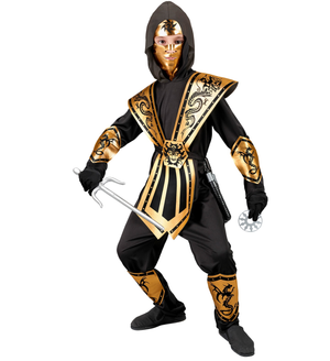 Vestito Carnevale Gold Kombat Ninja Travestimento Costume Accessori Bambino - 4011