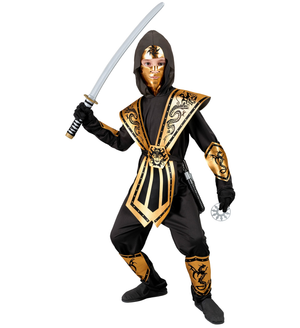 Vestito Carnevale Gold Kombat Ninja Travestimento Costume Accessori Bambino - 4011