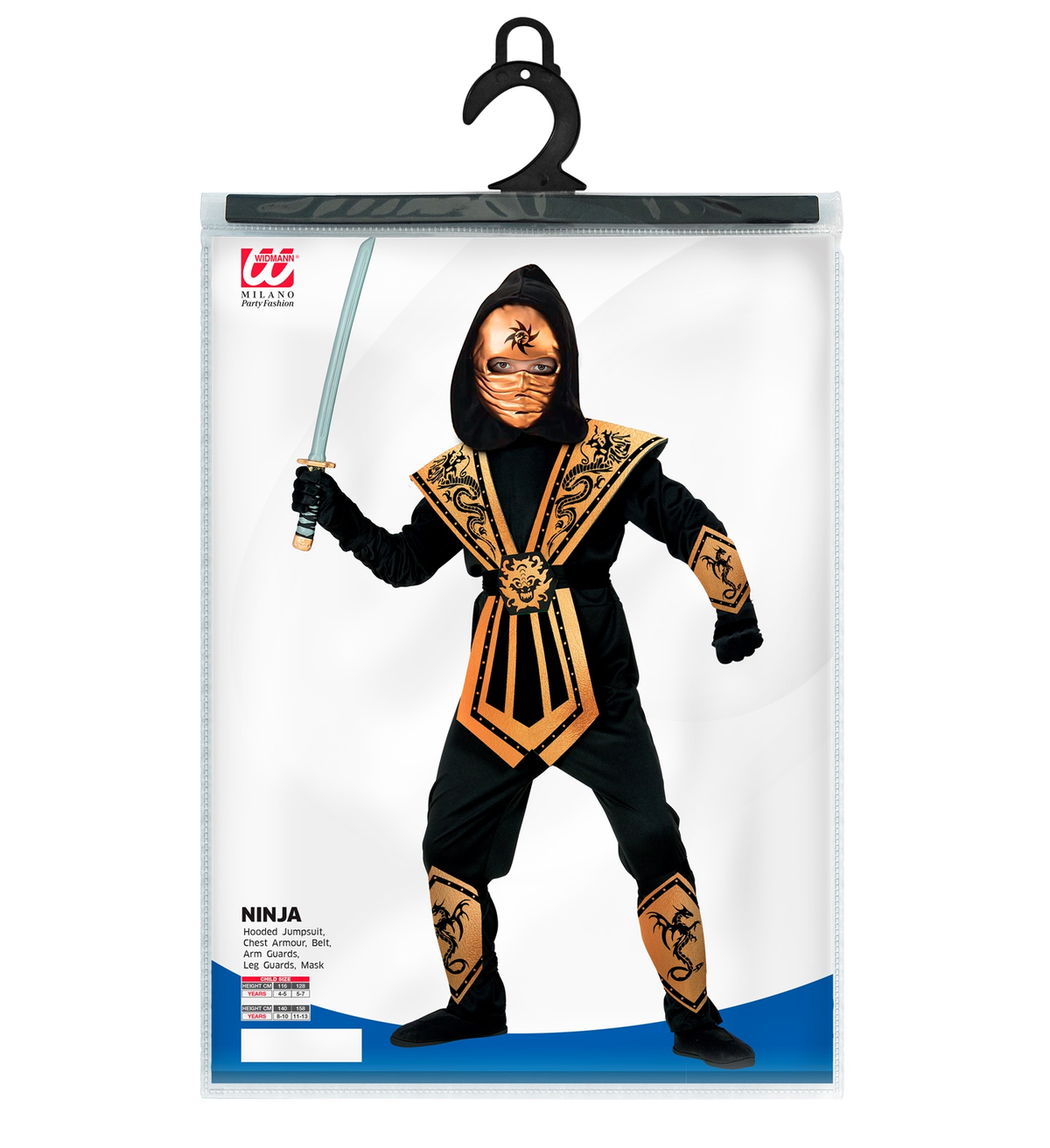 Vestito Carnevale Gold Kombat Ninja Travestimento Costume Accessori Bambino - 4011