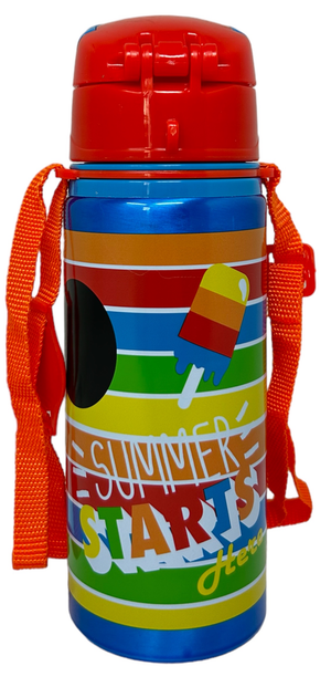 Borraccia in Alluminio con Cannuccia Topolino Mickey Mouse DISNEY 600 Ml Apertura Automatica - Mk30011