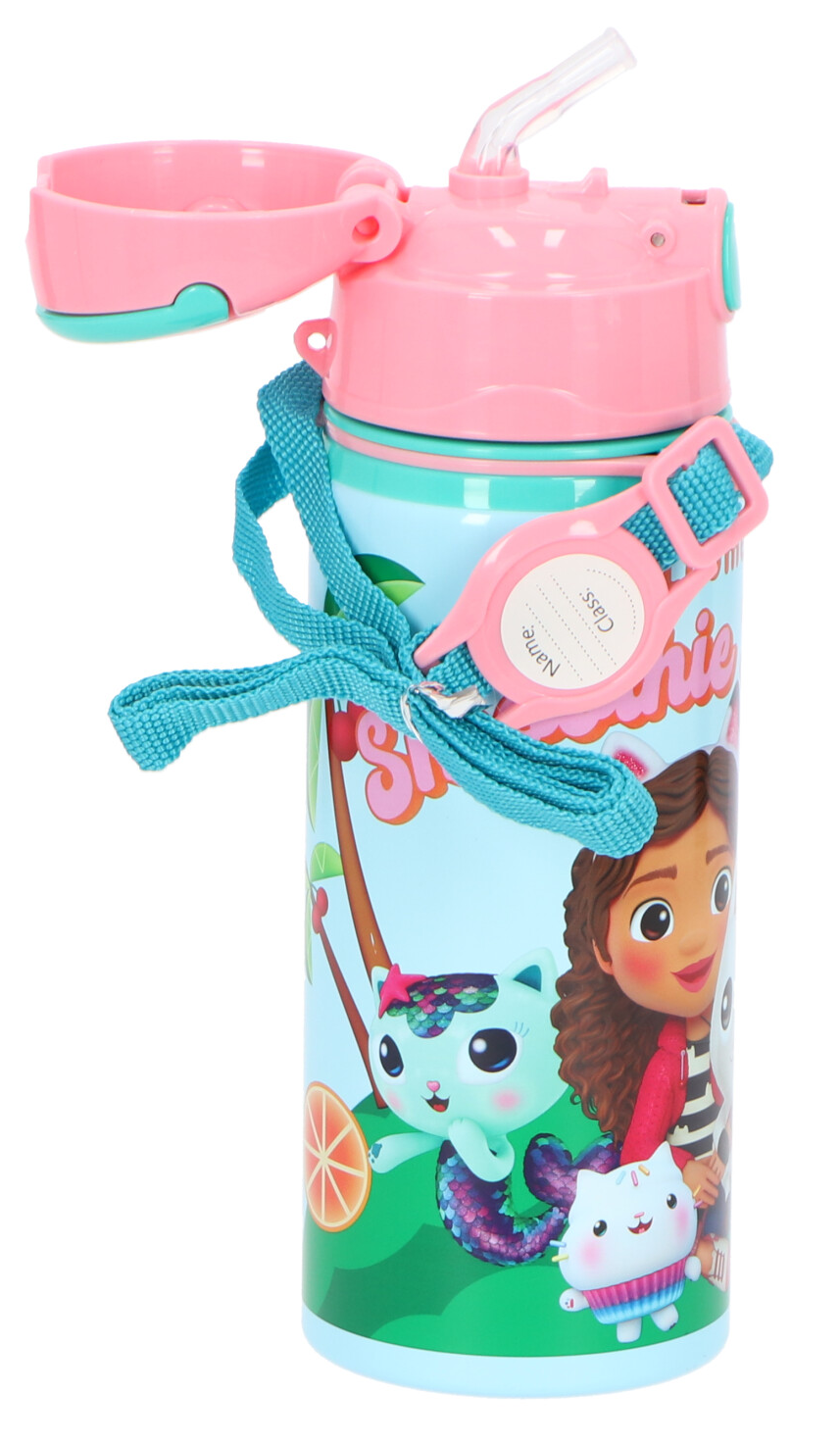 Borraccia in Alluminio con Cannuccia Gabby's Dollhouse 600 Ml Apertura Automatica - Gd00010