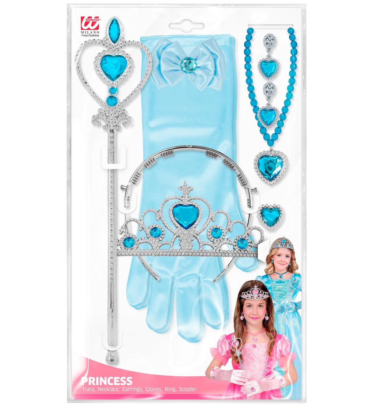 Set Accessori Principessa Azzurra 6 Pezzi Accessori per Costumi Travestimenti Bambini - 96564