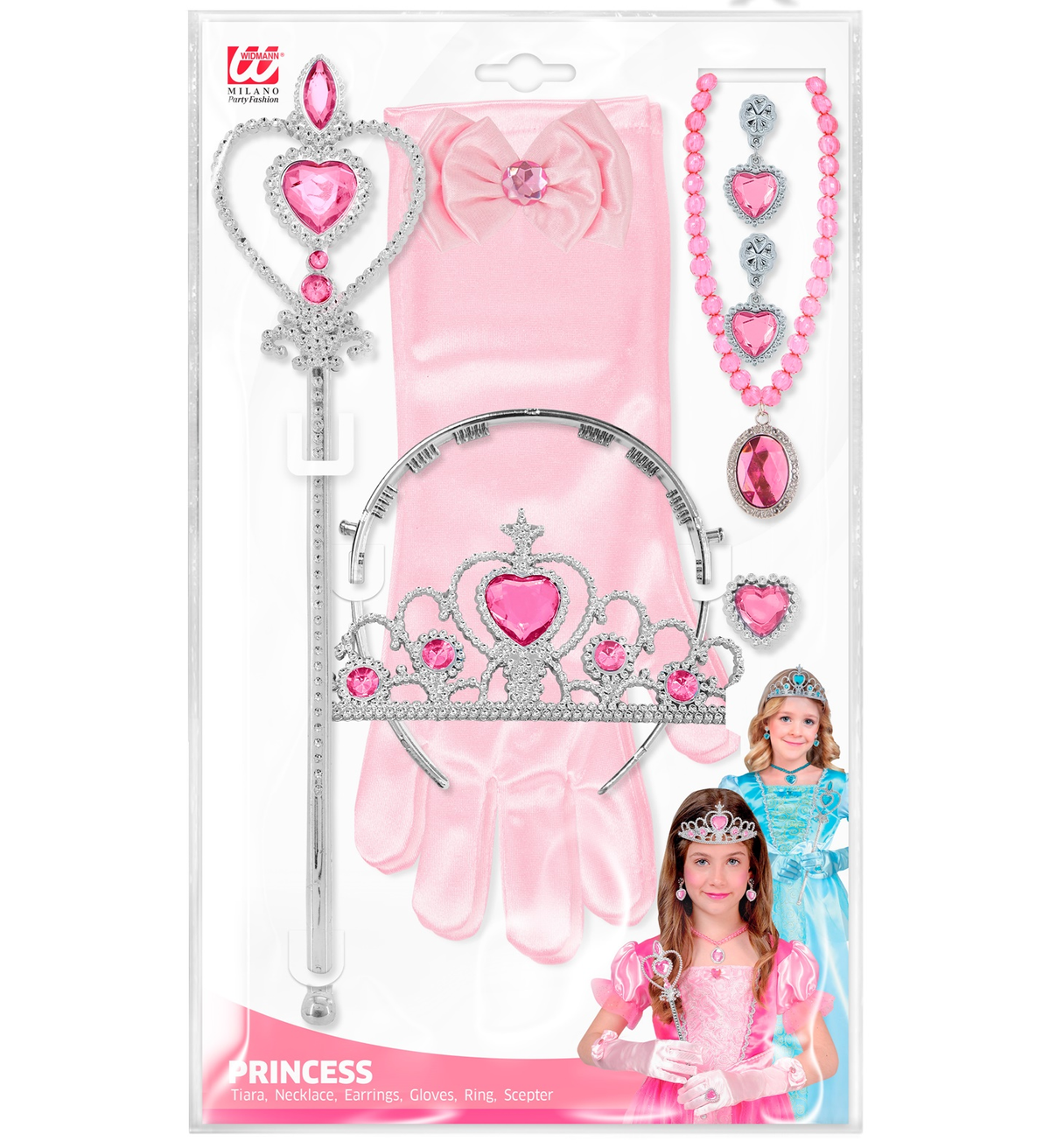 Set Accessori Principessa Rosa 6 Pezzi Accessori per Costumi Travestimenti Bambini - 96565