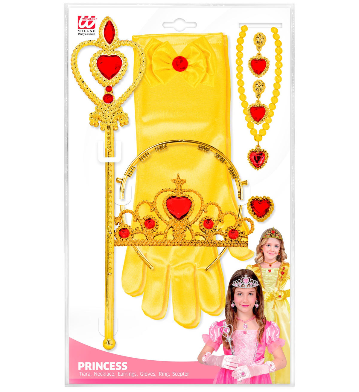 Set Accessori Principessa Dorati 6 Pezzi Accessori per Costumi Travestimenti Bambini - 96566