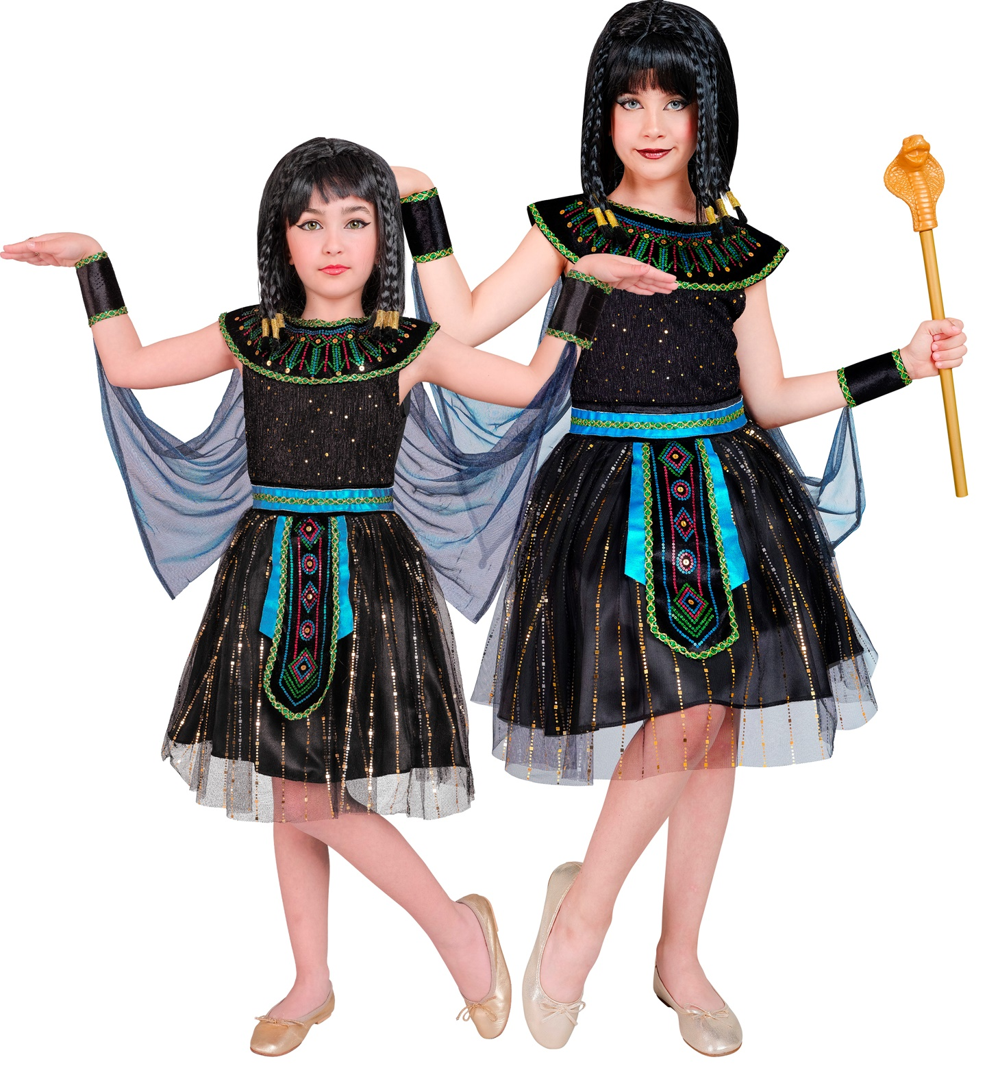 Vestito Carnevale Regina Egiziana Costume Travenstimento Bambina - 0838