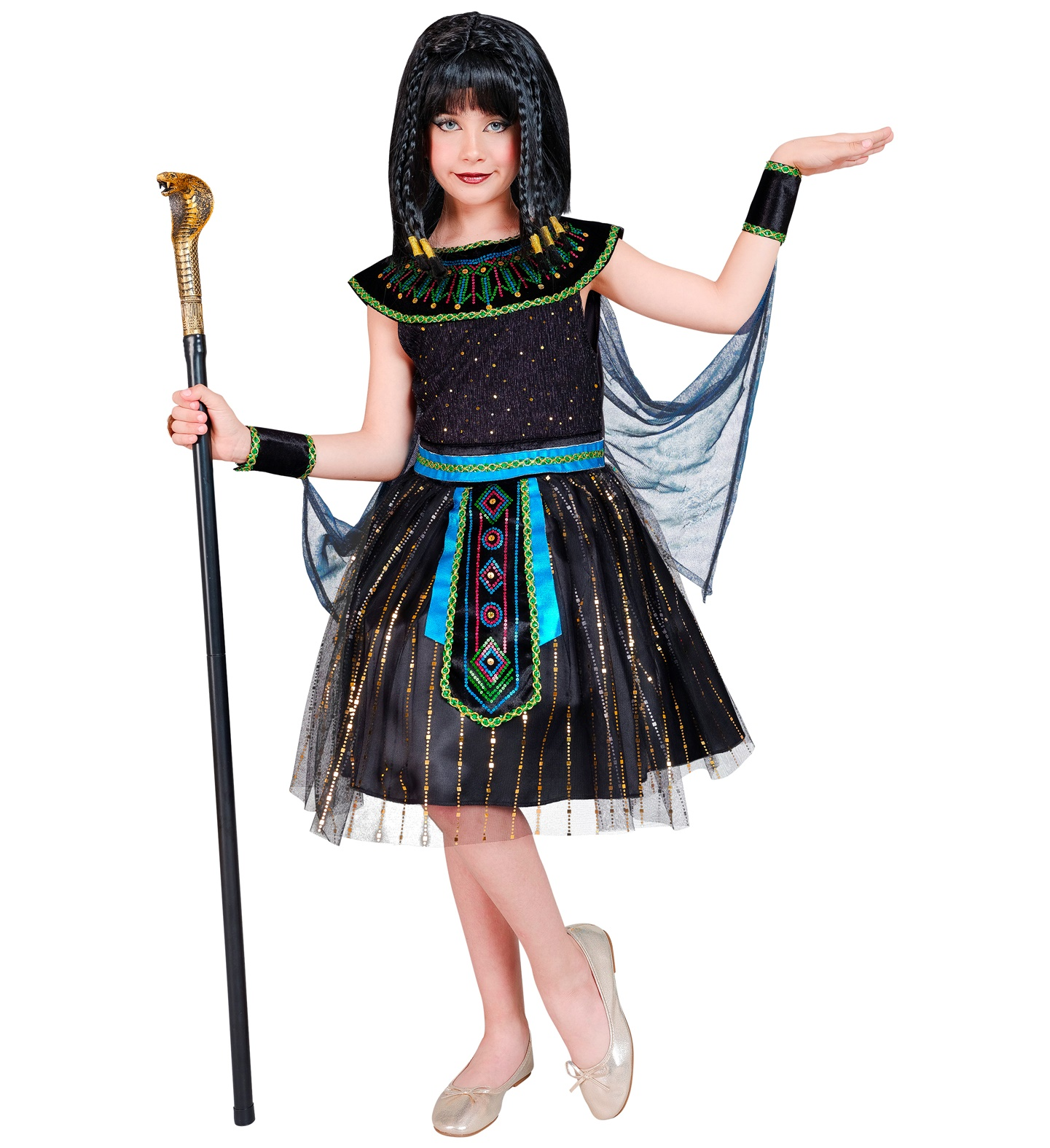 Vestito Carnevale Regina Egiziana Costume Travenstimento Bambina - 0838