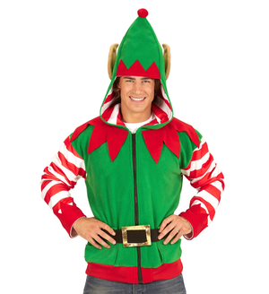 Vestito Carnevale Elfo Aiutante di Babbo Natale Felpa Costume Travestimento Adulto - 0703