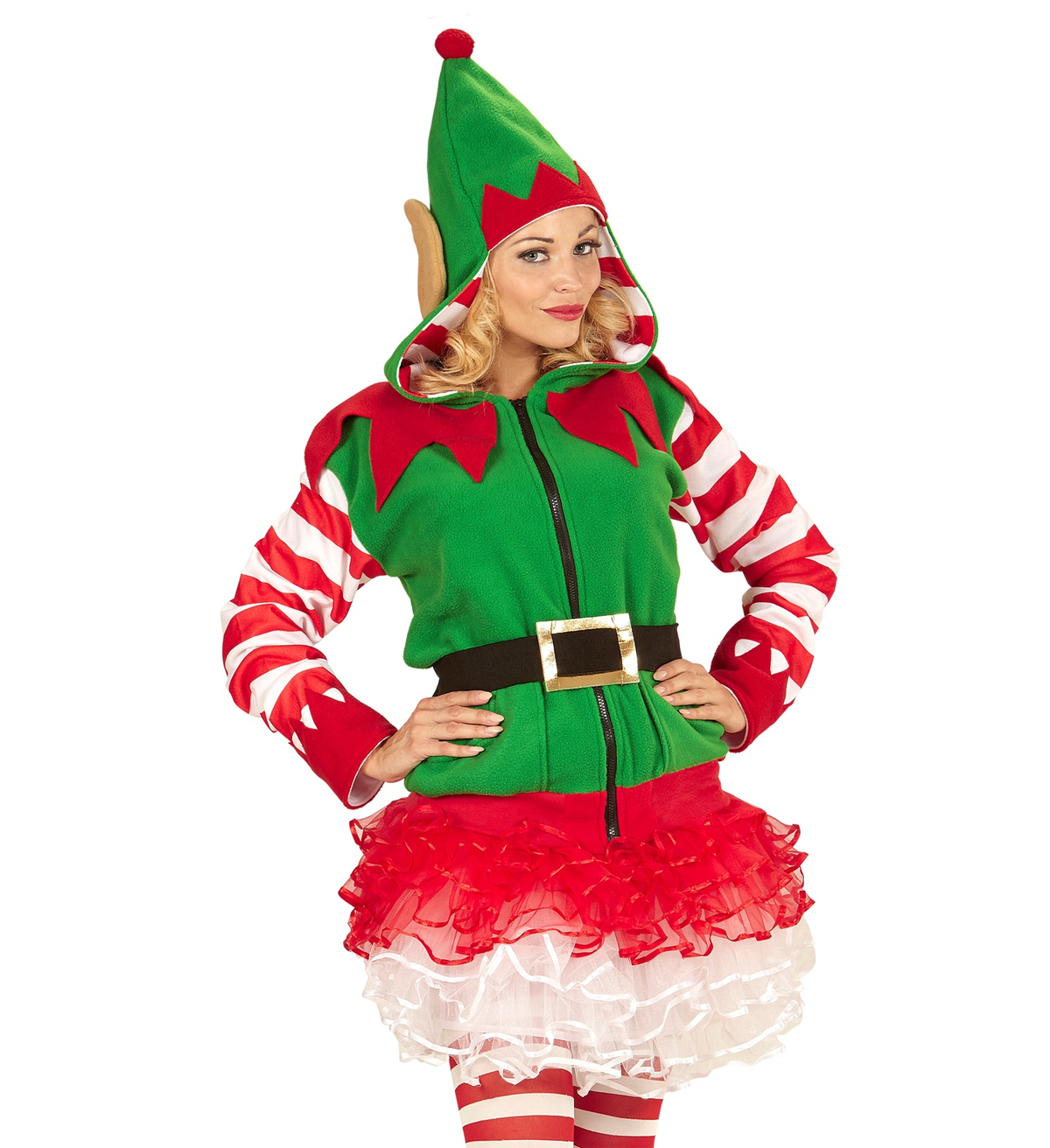 Vestito Carnevale Elfo Aiutante di Babbo Natale Felpa Costume Travestimento Adulto - 0703