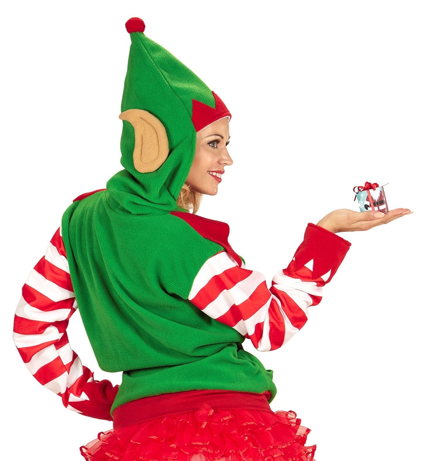 Vestito Carnevale Elfo Aiutante di Babbo Natale Felpa Costume Travestimento Adulto - 0703
