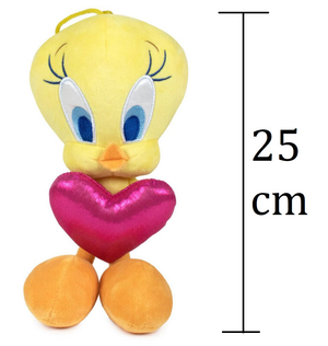 Peluche Titti il Canarino con Cuore Glitter Looney Tunes Pupazzo 20 CM - 760020480/3
