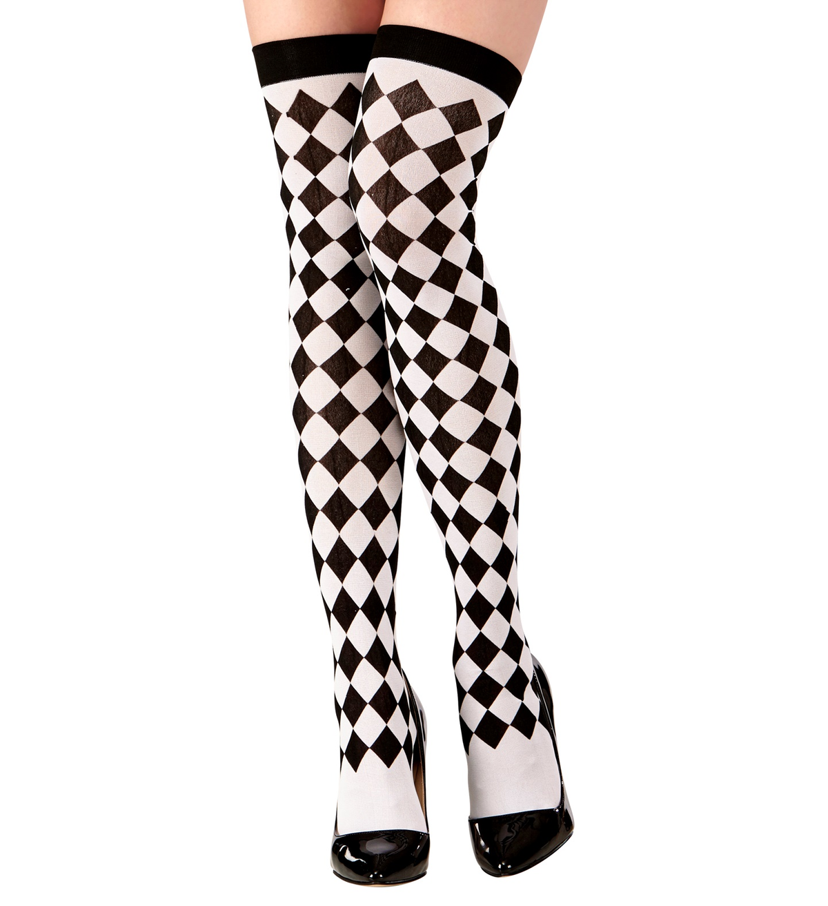 Calze Parigine a Rombi Bianchi e Neri 70 Den Accessorio Taglia Unica Costumi Travestimenti Carnevale - 01300