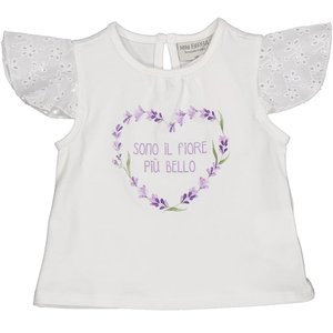 T-Shirt con Maniche in Sangallo Maglietta Bambina Birba 97% Co 3% Ea - 84017.00