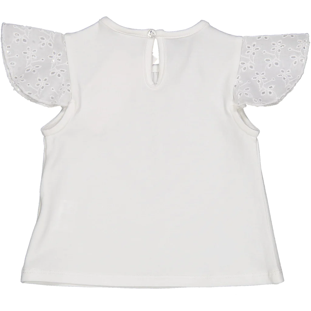 T-Shirt con Maniche in Sangallo Maglietta Bambina Birba 97% Co 3% Ea - 84017.00
