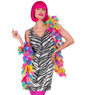 Boa con Piume Colorate Accessori per Abito Vestito Travestimento Carnevale - 12092