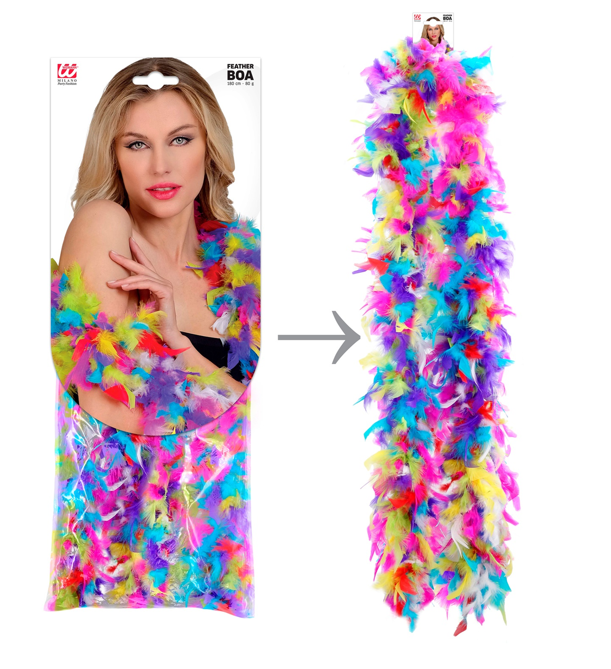 Boa con Piume Colorate Accessori per Abito Vestito Travestimento Carnevale - 12092