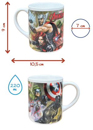 Set 3 Pezzi in Ceramica Avengers MARVEL Tazza Ciotola Piatto Stoviglie per Bambini in Confezione - 02865