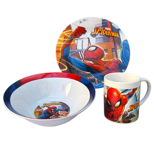 Set 3 Pezzi in Ceramica Spiderman MARVEL Tazza Ciotola Piatto Stoviglie per Bambini in Confezione - 78375