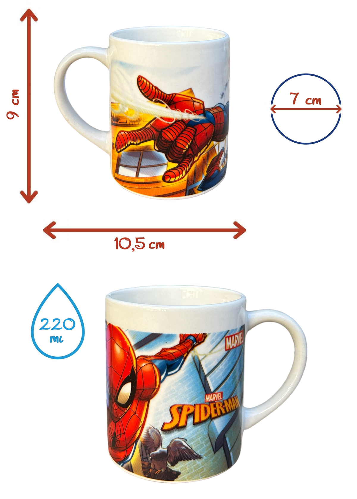 Set 3 Pezzi in Ceramica Spiderman MARVEL Tazza Ciotola Piatto Stoviglie per Bambini in Confezione - 78375