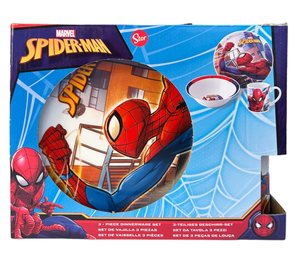 Set 3 Pezzi in Ceramica Spiderman MARVEL Tazza Ciotola Piatto Stoviglie per Bambini in Confezione - 78375