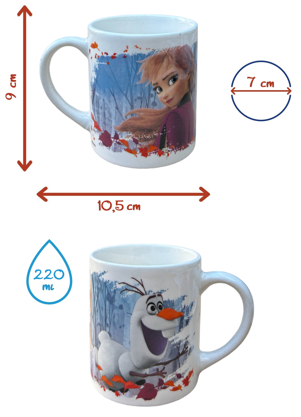 Set 3 Pezzi in Ceramica Frozen DISNEY Tazza Ciotola Piatto Stoviglie per Bambini in Confezione - 80636