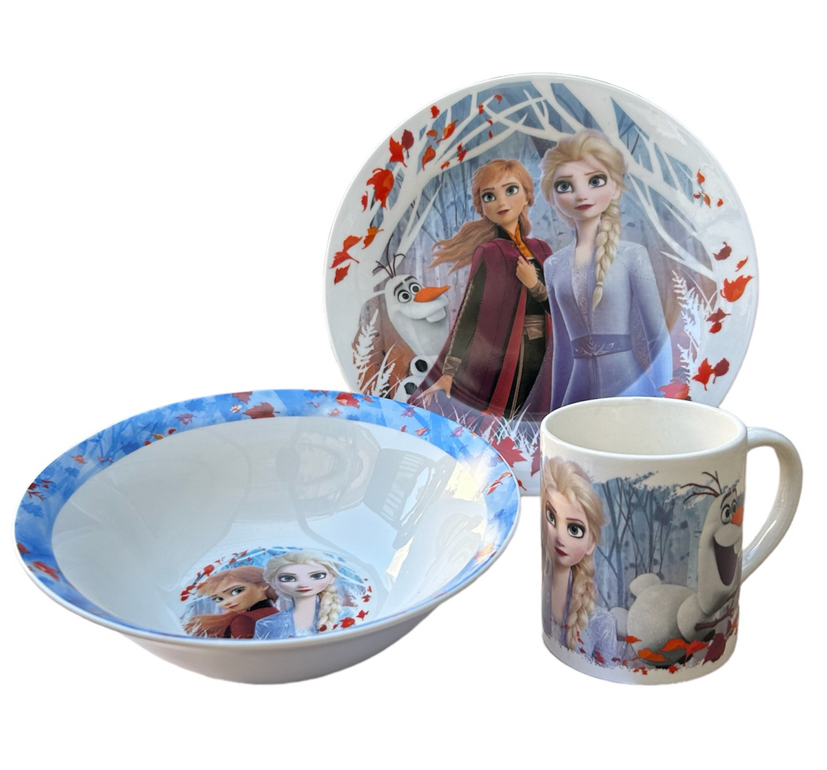 Set 3 Pezzi in Ceramica Frozen DISNEY Tazza Ciotola Piatto Stoviglie per Bambini in Confezione - 80636