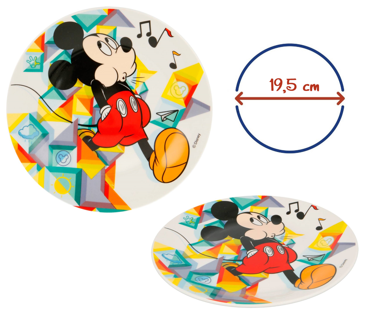 Set 3 Pezzi in Ceramica Topolino DISNEY Tazza Ciotola Piatto Stoviglie per Bambini in Confezione - 78185