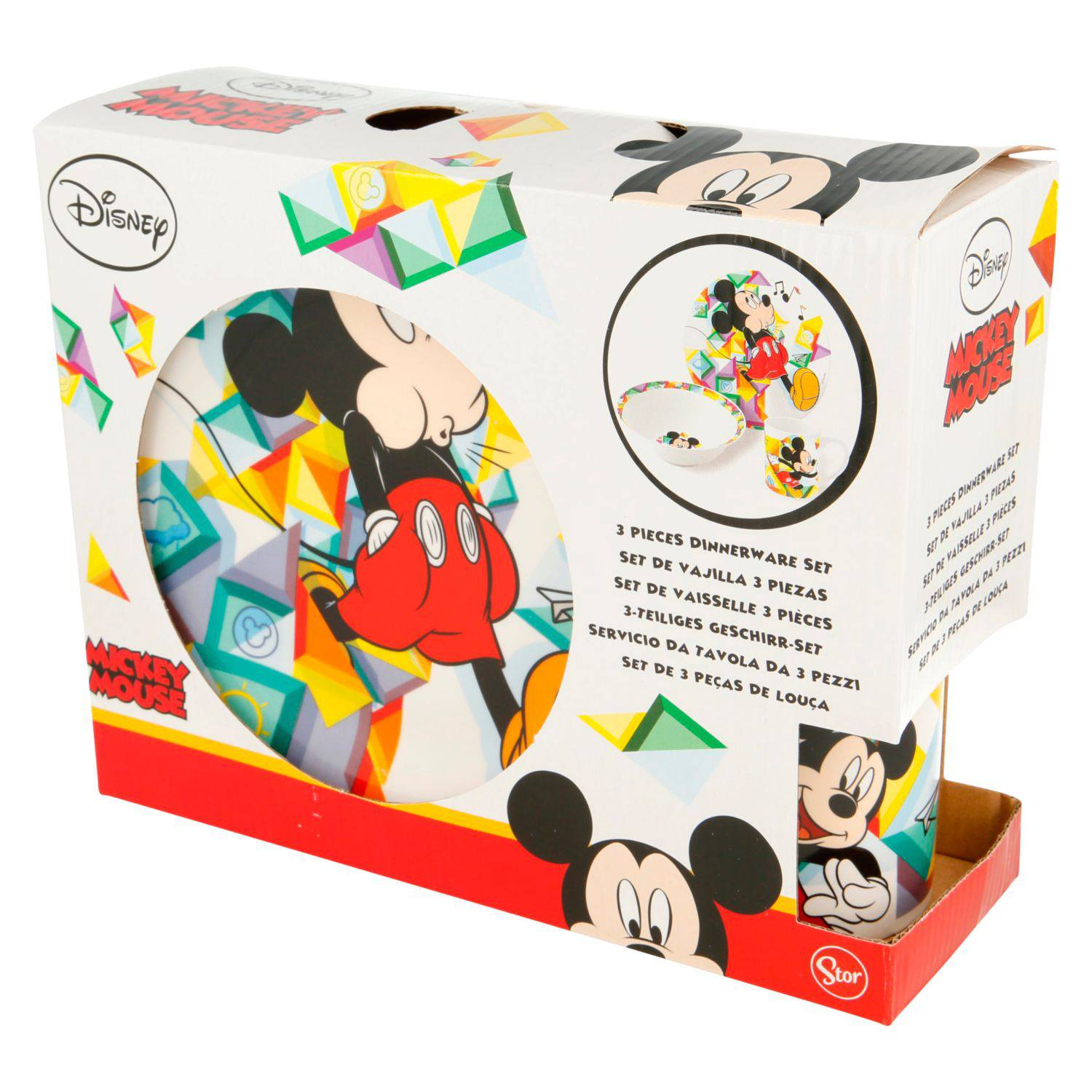 Set 3 Pezzi in Ceramica Topolino DISNEY Tazza Ciotola Piatto Stoviglie per Bambini in Confezione - 78185