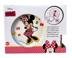 Set 3 Pezzi in Ceramica Minnie DISNEY Tazza Ciotola Piatto Stoviglie per Bambini in Confezione - 88105