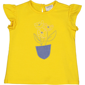 T-Shirt Vaso Fiori Ricamato Maglietta Bambina Birba 97% Co 3% Ea - 84049.00/p