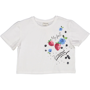 T-Shirt Crop con Stampa Maglietta Bambina Birba 97% Co 3% Ea - 84054.00/p