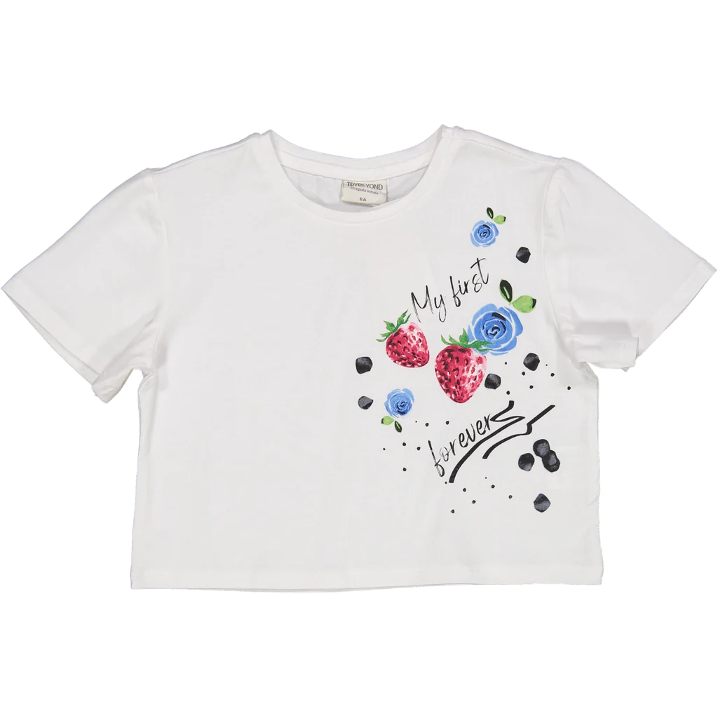 T-Shirt Crop con Stampa Maglietta Bambina Birba 97% Co 3% Ea - 84054.00/p