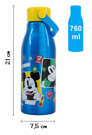 Borraccia in Alluminio Topolino DISNEY Tappo con Manico in Silicone 760 Ml - 74361