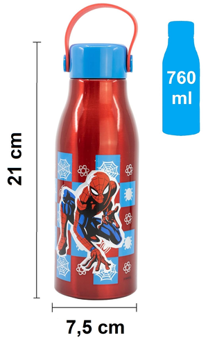 Borraccia in Alluminio Spiderman MARVEL Tappo con Manico in Silicone 760 Ml - 74761