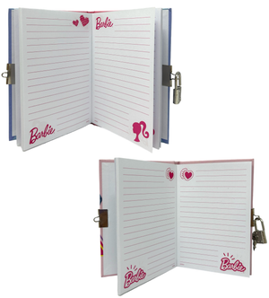 Set 2 Diari Segreti con Lucchetto Barbie Mattel+ 2 Penne Gel in Confezione Regalo - Br0754