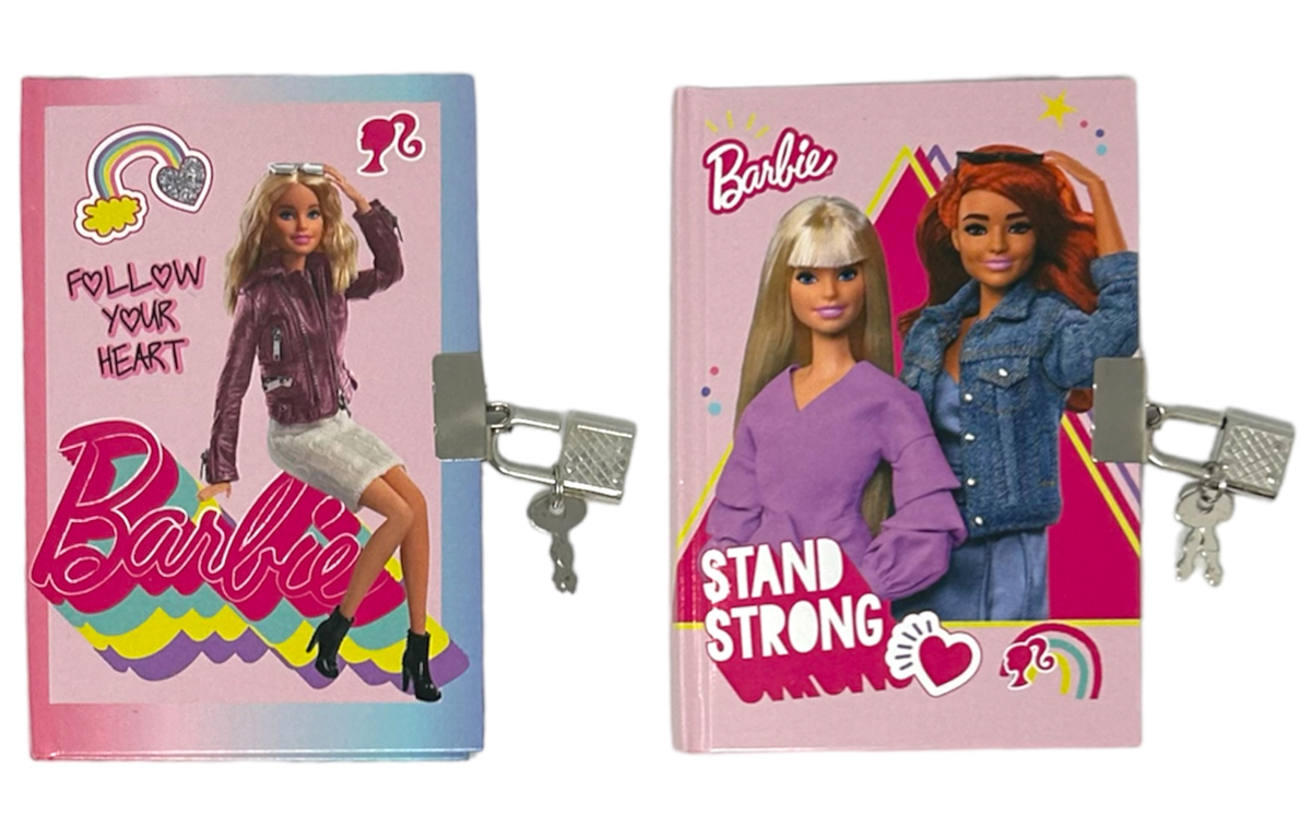 Set 2 Diari Segreti con Lucchetto Barbie Mattel+ 2 Penne Gel in Confezione Regalo - Br0754