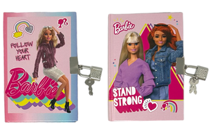 Set 2 Diari Segreti con Lucchetto Barbie Mattel+ 2 Penne Gel in Confezione Regalo - Br0754