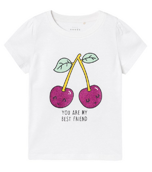 T-Shirt M.c. Stampa Ciliegie  Maglietta Bambina 100%co - 13228146bianco