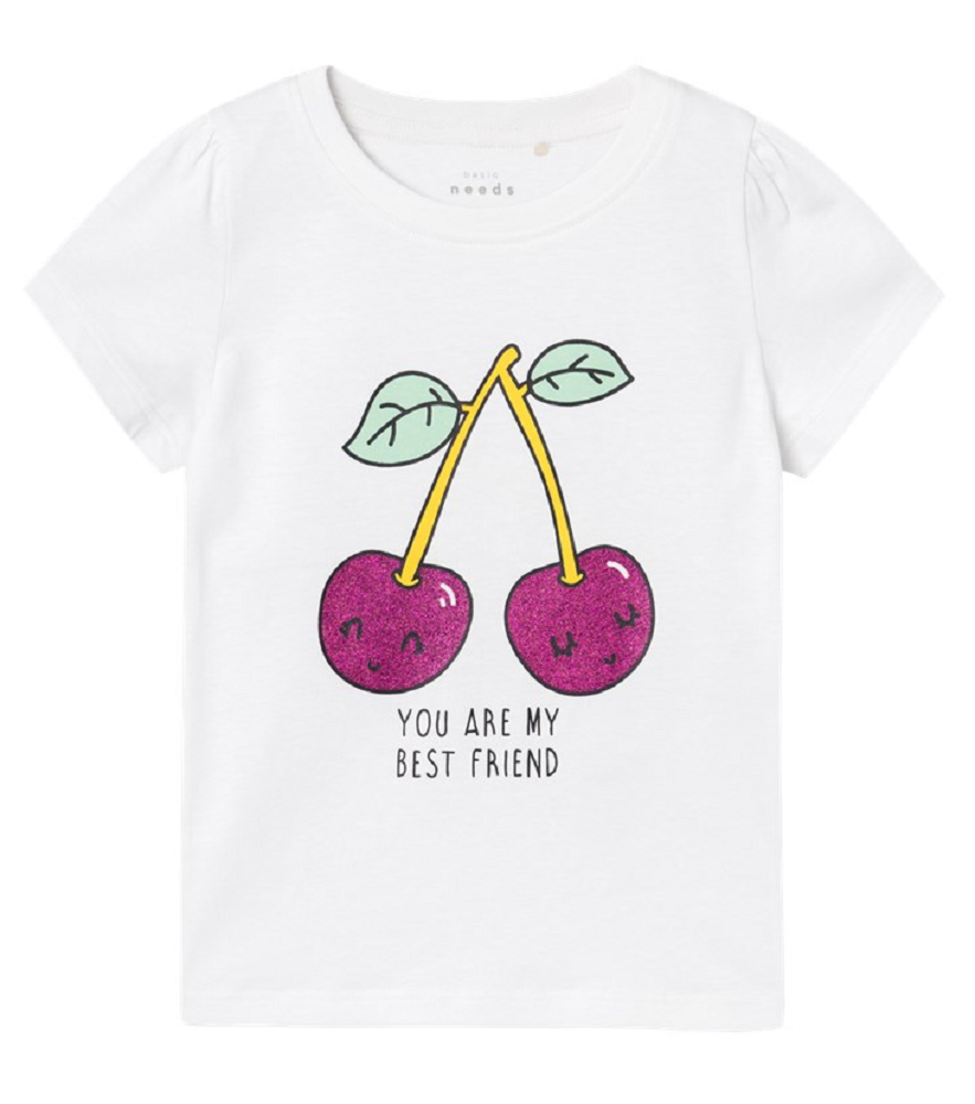 T-Shirt M.c. Stampa Ciliegie  Maglietta Bambina 100%co - 13228146bianco