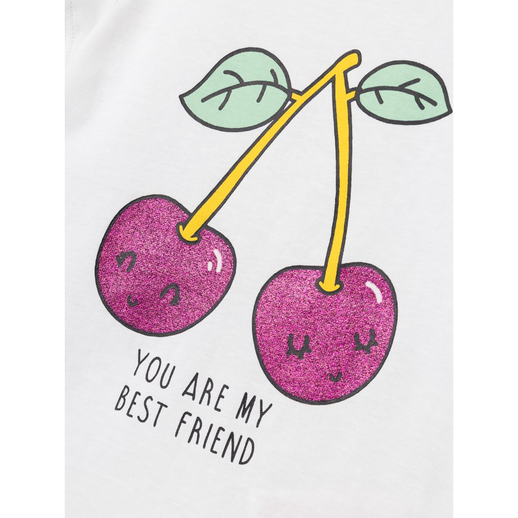 T-Shirt M.c. Stampa Ciliegie  Maglietta Bambina 100%co - 13228146bianco