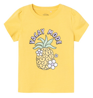 T-Shirt M.c. Stampa Ananas Maglietta Bambina 100%co - 13228146giallo