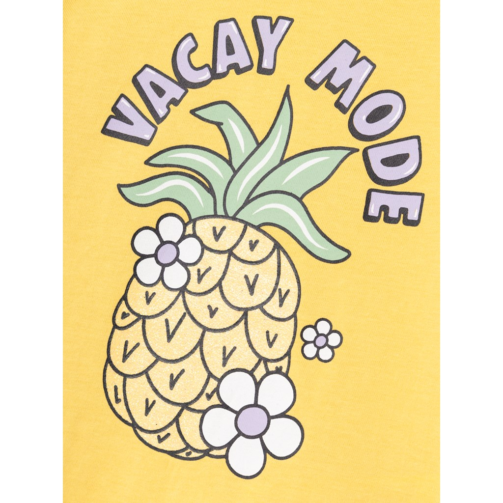 T-Shirt M.c. Stampa Ananas Maglietta Bambina 100%co - 13228146giallo