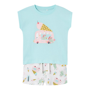 Completo T-Shirt e Pantaloncini Short Bambina 100% Co - 13228173azzurro